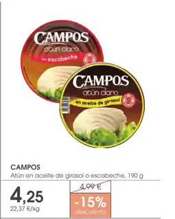 Supermercados Plaza CAMPOS Atún en aceite de girasol o escabeche oferta