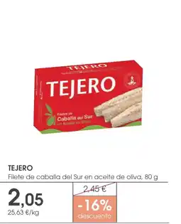 Supermercados Plaza TEJERO Filete de caballa del Sur en aceite de oliva oferta