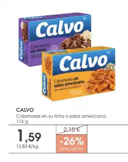 Supermercados Plaza CALVO Calamares en su tinta o salsa americana oferta