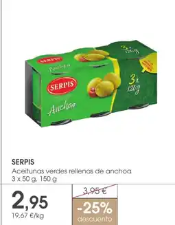 Supermercados Plaza SERPIS Aceitunas verdes rellenas de anchoa oferta