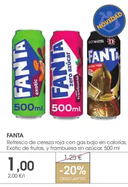 Supermercados Plaza FANTA Refresco de cereza roja con gas bajo en calorías, Exotic de frutas, y frambuesa sin azúcar oferta