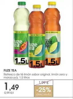 Supermercados Plaza FUZE TEA Refresco de té limón sabor original, limón zero y maracuyá oferta