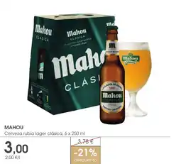 Supermercados Plaza MAHOU Cerveza rubia lager clásica oferta