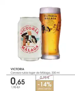 Supermercados Plaza VICTORIA Cerveza rubia lager de Málaga oferta