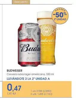 Supermercados Plaza BUDWEISER Cerveza rubia lager americana oferta