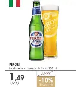 Supermercados Plaza PERONI Nastro Azurro cerveza italiana oferta