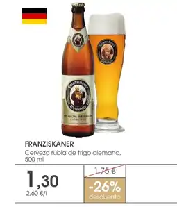 Supermercados Plaza FRANZISKANER Cerveza rubia de trigo alemana oferta