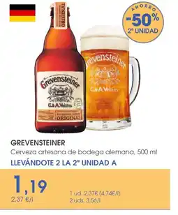 Supermercados Plaza GREVENSTEINER Cerveza artesana de bodega alemana oferta