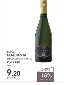Supermercados Plaza PEREZ BARQUERO GI Espumoso Brut Nature D.O. Cádiz oferta