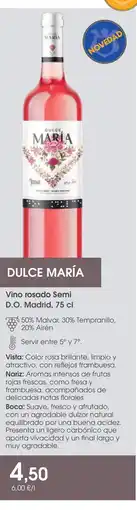 Supermercados Plaza DULCE MARÍA Vino rosado Semi D.O. Madrid oferta