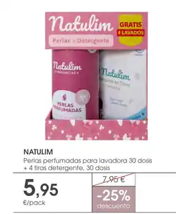 Supermercados Plaza NATULIM Perlas perfumadas para lavadora 30 dosis + 4 tiras detergente, 30 dosis oferta