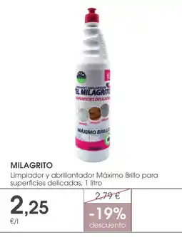 Supermercados Plaza MILAGRITO Limpiador y abrillantador Máximo Brillo para superficies delicadas oferta