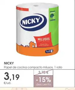 Supermercados Plaza NICKY Papel de cocina compacto milusos, 1 rollo oferta