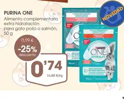 Supermercados Plaza PURINA ONE Alimento complementario extra hidratación para gato pollo o salmón oferta