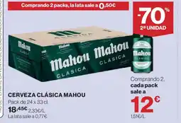 Hipercor MAHOU CLÁSICA Cerveza oferta