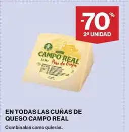 Hipercor CAMPO REAL En todas las cuñas de queso oferta