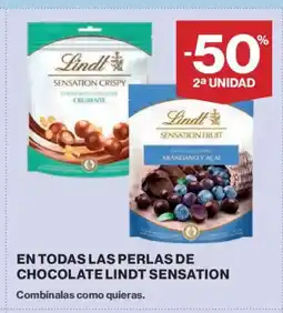 Hipercor LINDT SENSATION En todas las perlas de chocolate oferta