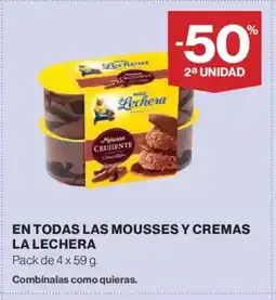 Hipercor LA LECHERA En todas las mousses y cremas oferta