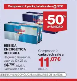 Hipercor RED BULL Bebida energética oferta