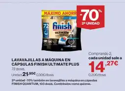 Hipercor Lavavajillas a máquina en cápsulas finish ultimate plus oferta