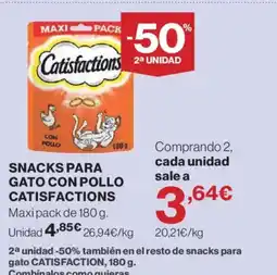Hipercor CATISFACTIONS Snacks para gato con pollo oferta