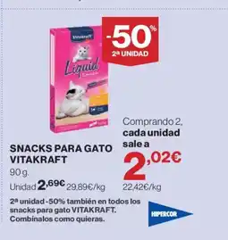 Hipercor VITAKRAFT Snacks para gato oferta