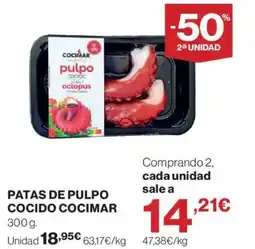Hipercor COCIMAR Patas de pulpo cocido oferta