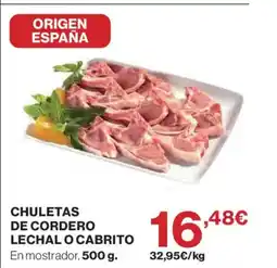 Hipercor Chuletas de cordero lechal o cabrito oferta