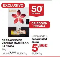 Hipercor LA FINCA Carpaccio de vacuno marinado oferta
