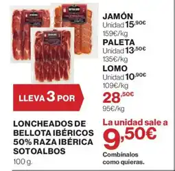 Hipercor SOTOALBOS Loncheados de bellota ibéricos 50% raza ibérica oferta