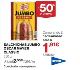 Hipercor OSCAR MAYER Salchichas jumbo classic oferta