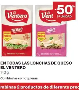 Hipercor EL VENTERO En todas las lonchas de queso oferta