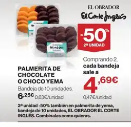 Hipercor Palmerita de chocolate o choco yema oferta