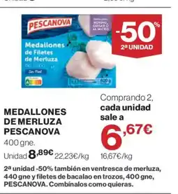 Hipercor PESCANOVA Medallones de merluza oferta