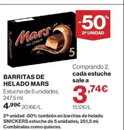 Hipercor MARS Barritas de helado oferta