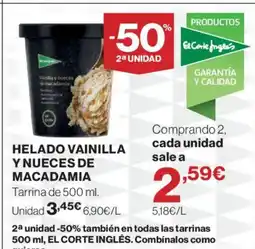 Hipercor Helado vainilla y nueces de macadamia oferta