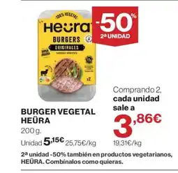 Hipercor HEÜRA Burger vegetal oferta