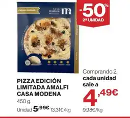 Hipercor CASA MODENA Pizza edición limitada amalfi oferta
