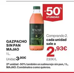 Hipercor MAJAO Gazpacho sin pan oferta