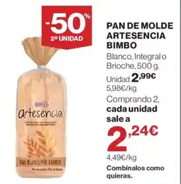 Hipercor BIMBO Pan de molde artesencia oferta