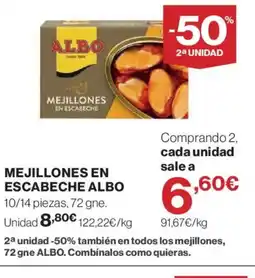 Hipercor ALBO Mejillones en escabeche oferta