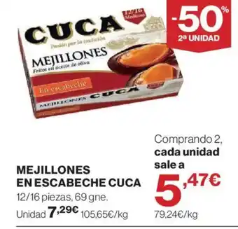 Hipercor CUCA Mejillones en escabeche oferta