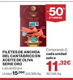 Hipercor SERIE ORO Filetes de anchoa del cantábrico en aceite de oliva oferta