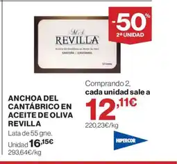 Hipercor REVILLA Anchoa del cantábrico en aceite de oliva oferta