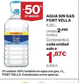 Hipercor FONT VELLA Agua sin gas oferta