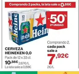 Hipercor HEINEKEN 0,0 Cerveza oferta