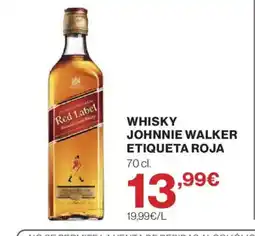 Hipercor Whisky johnnie walker etiqueta roja oferta