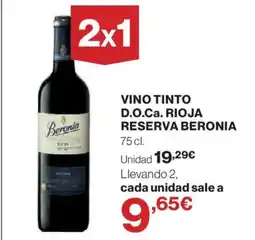 Hipercor BERONIA Vino tinto d.o.ca. rioja reserva oferta