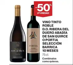 Hipercor Vino tinto roble d.o. ribera del duero abadía de san quirce oportia selección barrica 10 meses oferta