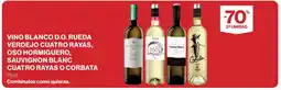 Hipercor Vino blanco d.o. rueda verdejo cuatro rayas, oso hormiguero, sauvignon blanc cuatro rayas o corbata oferta
